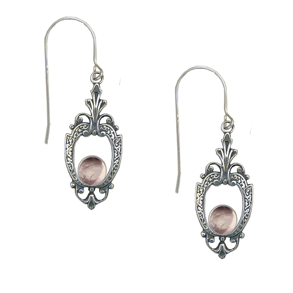 Sterling Silver Victorian Rose Drop Dangle Earrings